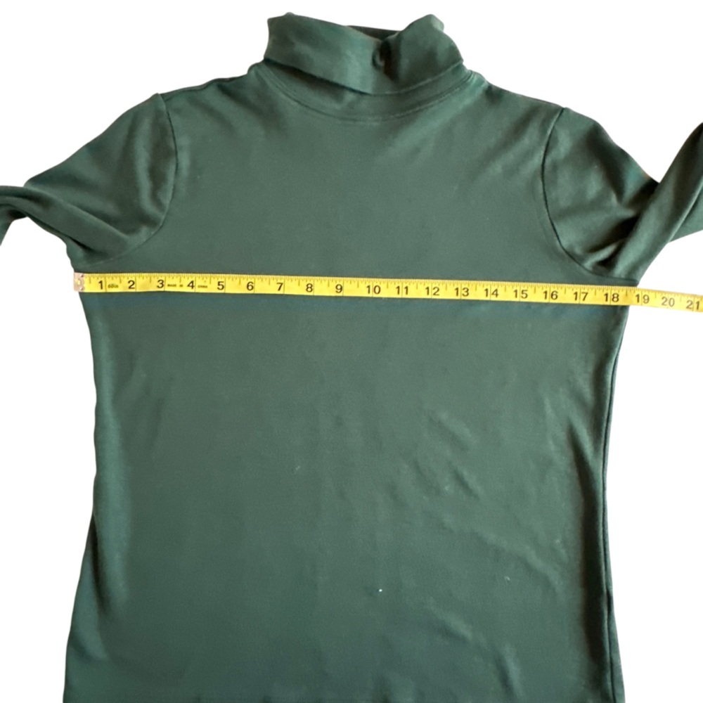 L.L. Bean Dark Green Supima Cotton Women’s Dark Green Turtleneck Top - Picture 6 of 13